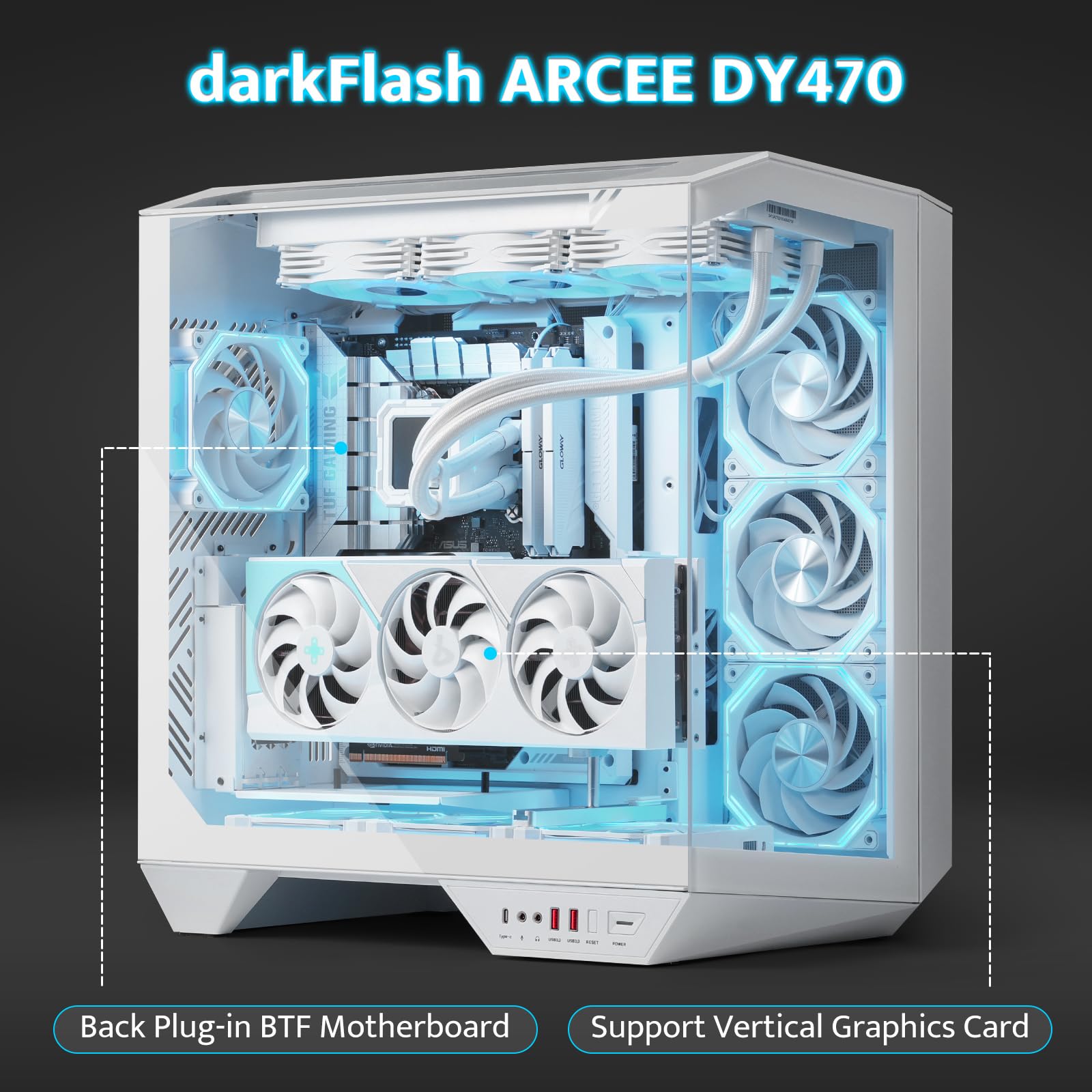 美品 dark Flash DY470 おまけ付き PCケース DY470 ATX PC Case - darkFlash